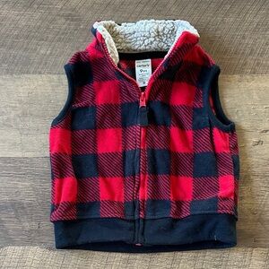 Carter's Red and Black Checkered Fleece Vest